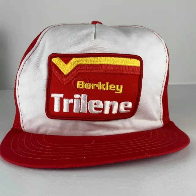 Vintage Berkley Trilene Red White Mesh Trucker Snapback Hat Cap Victory Caps