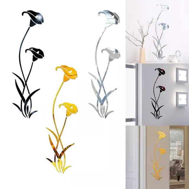 Abnehmbares 3D-Spiegelblumenkunst-Wandtattoo aus Acryl  Wohnzimmer-Dekoration