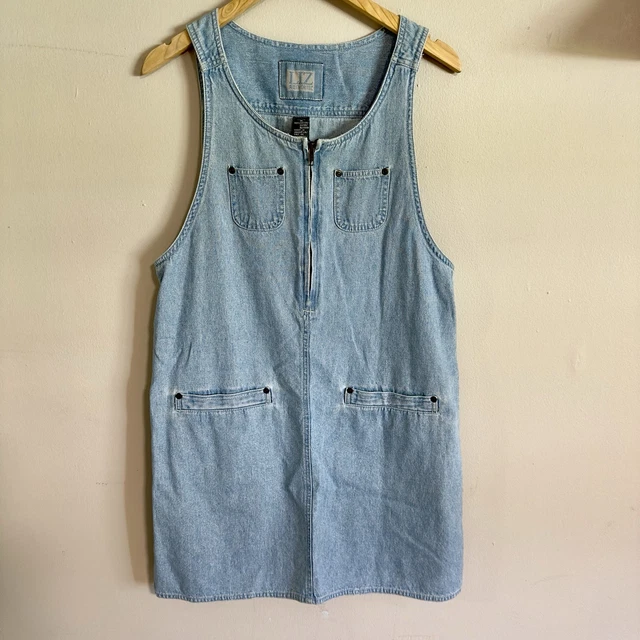 DENIM OVERALL DRESS Liz Claiborne Lizwear Pockets Carpenter $29.99 -  PicClick