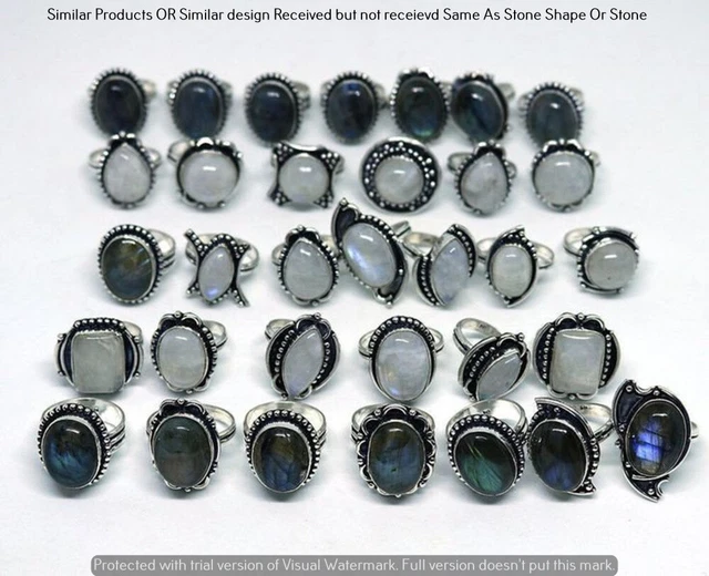 Moonstone & Mixed 15 Piece Wholesale Ring Lots 925 Sterling Silver Ring NRL-1248