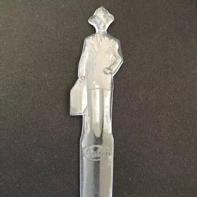 Vintage Fuller Brush Man Advertising Letter Opener Clear Lucite USA 40s-50s mk 2