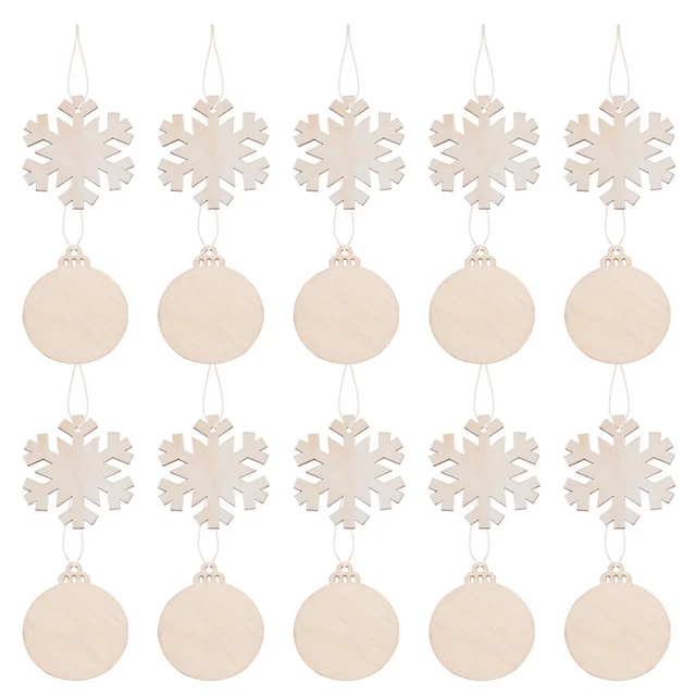 20 Pcs Log Christmas Tree Ornament Unfinished Wood Ornaments