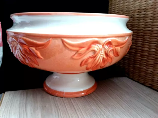Vintage Ceramic Flowers Pedestal Planter Jardiniere Vase Home Patio Decoration