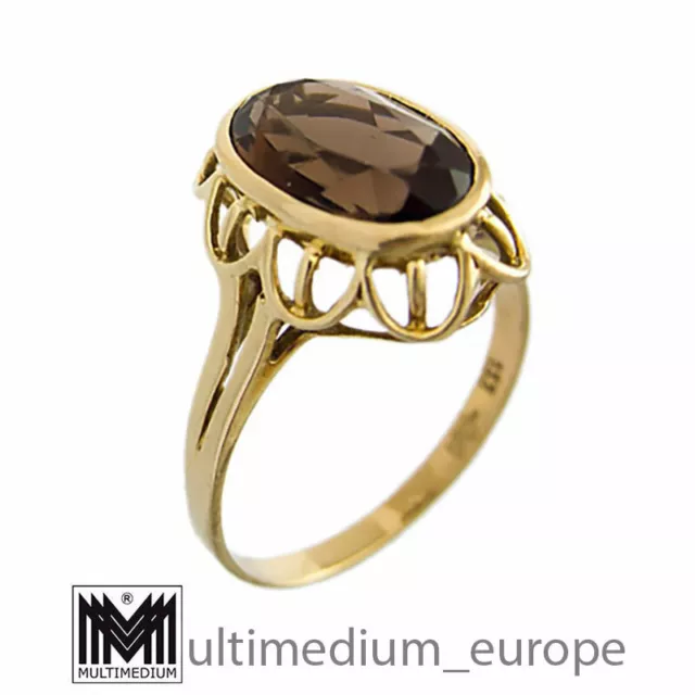 333er Gold Rauchquarz Ring Facetten smoky quartz oval 8ct beveled