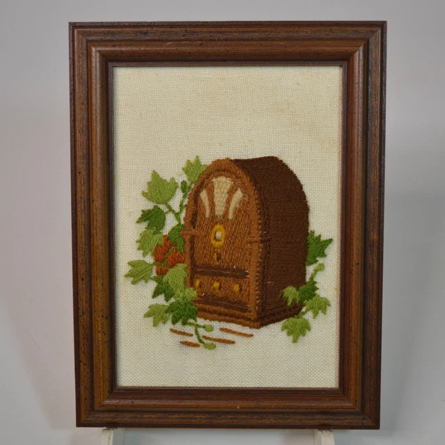 "Juego de 2 Crewel Bordado Enmarcado Arte Agujas Años 70 BOHO Hippie 8"" X 6"
