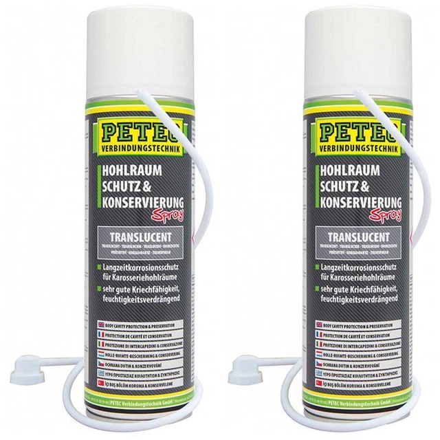 Petec Hohlraum Schutz & Konservierung 2x 500ml Unterbodenwachs  60cm Schlauch