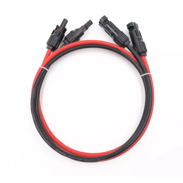 Cable de extensión MC4 prefabricado | rojo/negro + enchufe | 2 m