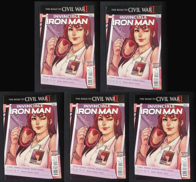 5 copies of INVINCIBLE IRON MAN #10 (Marvel 2016) 2nd RIRI WILLIAMS Ironheart