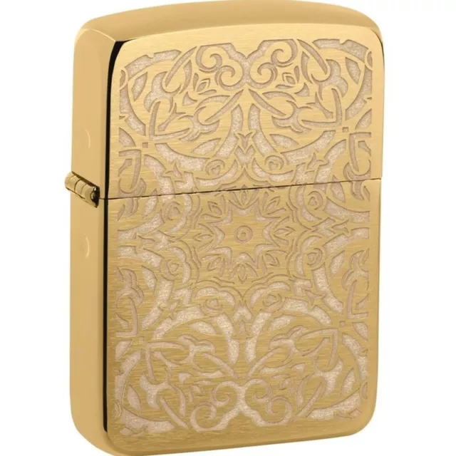Zippo Lighter 1941 Replica Brushed Brass Luster Etch Windproof Pocket Lighter