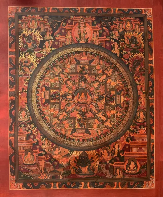 Hand-Painted Budhha Life  Mandala Oil Varnished Tibetan Thangka/Thanka  Painting
