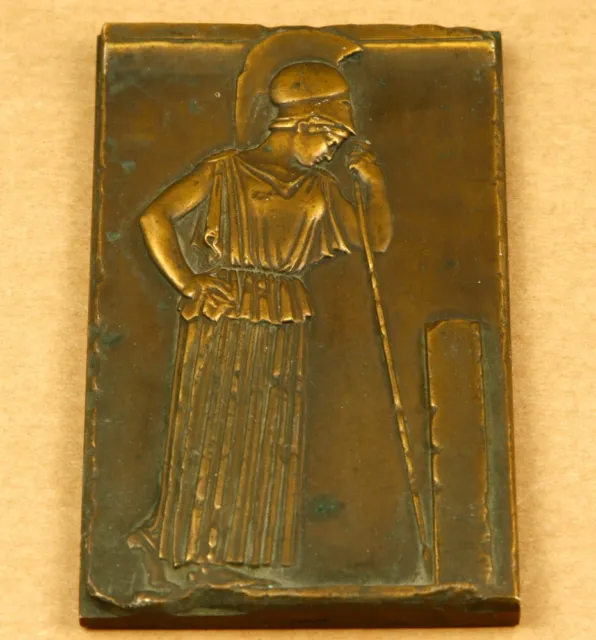 Greece Archaeological Society Centenary 1837-1937 Medal Plaque Goddess Athena