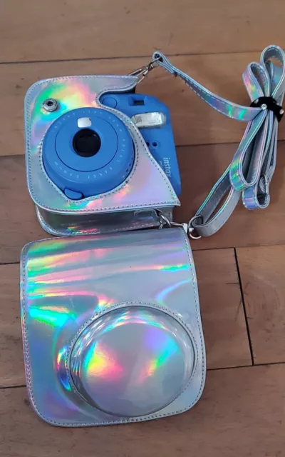 Fujifilm Instax Mini 9 Compact Instant Film Camera: Flamingo Blue with Case