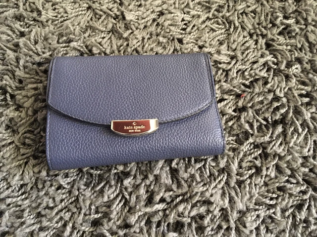 Kate Spade Callie Mulberry Street Diverblue Pebble Leather TriFold Wallet-NWT