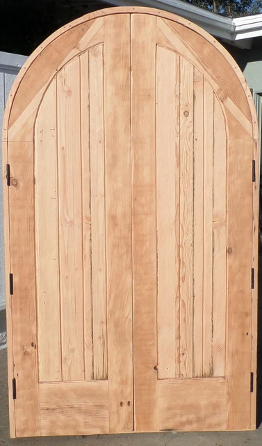 Rustic reclaimed lumber arched double door solid wood hand carved pre hung 4