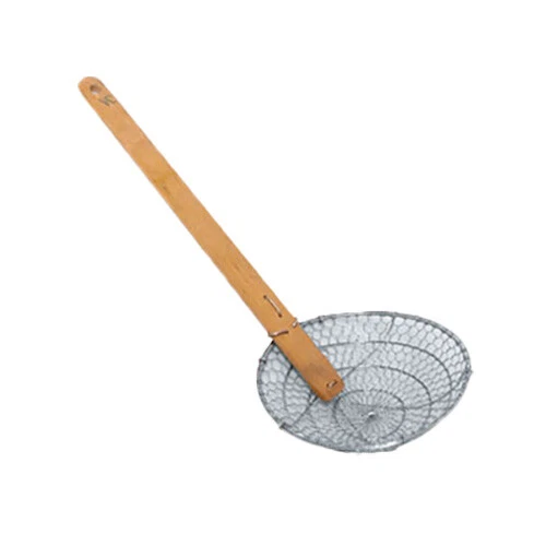 Thunder Group SLSKR010 10" Diameter Coarse Mesh Wire Bamboo Handle Skimmer