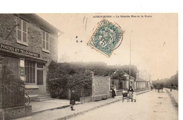 CPA by Athis-Mons (91 Essonne), La Grande Rue et la Poste, 1900s