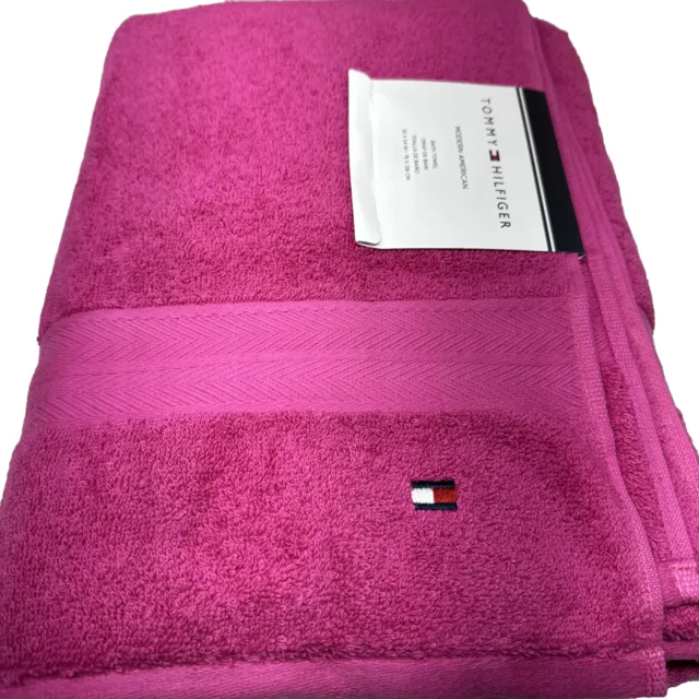 Tommy  Hilfiger Modern American Bath Towel 30x 54 Raspberry Rose
