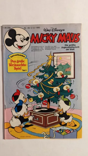 Micky Maus Heft 1980 Nr. 49 Z1-2 mit Beilage und Schnipp
