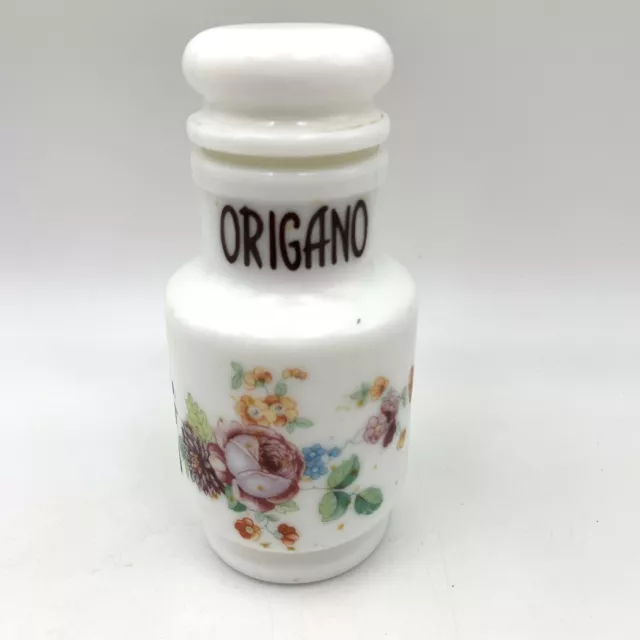 Vintage Decor Giorgi Milk Glass Origano Per Alimenti Spice Pot Jar Italian 5”