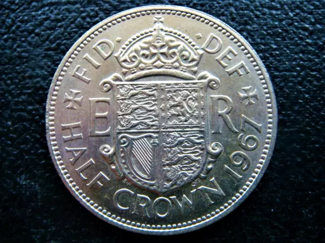 1967 Queen Elizabeth II HALF CROWN Coin in Extremely Fine Grade