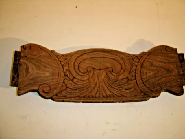 Antique Chestnut Pediment Chair Back Salvage Architectural Wall Hanging     #611