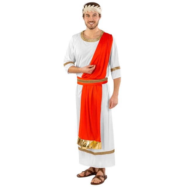 Déguisement de jules césar empereur romain toga homme costume carnaval adulte