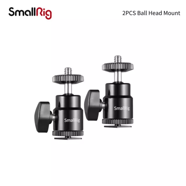 SmallRig 2PCS Ball Head Mount with Cold Shoe Adapter for Light Stand DSLR Camera