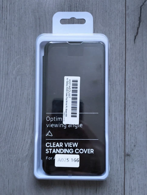 Samsung Galaxy A02S standing cover flip case clear view mirror black BNWT