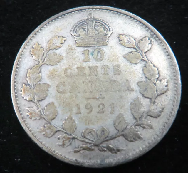 Better Date - 1921 Canada 10 Cents World Coin- Silver Lot#2363