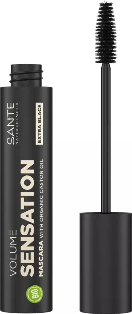 SANTE Naturkosmetik Volume Sensation Mascara Extra Schwarz, Schwarze Wimperntusc