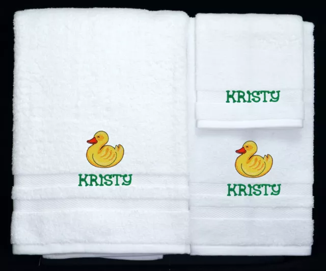 Personalized Rubber Duck Custom Embroidered logo 3Piece Bath Towel Set Brand New