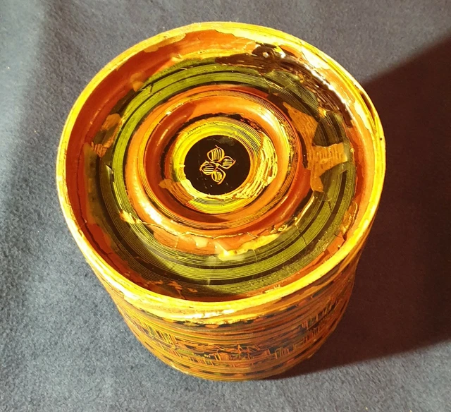 Burmese Asian Red Lacquer Hand Painted Betel Box RARE ANTIQUE 7 x 6 1/2 inches 2