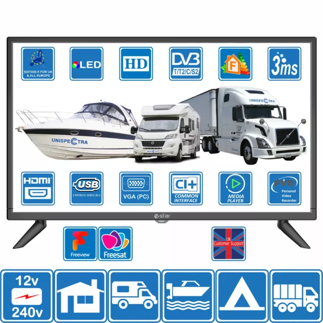 Smart TV 12v 24v 220v pour camion 24 pouces Compatible ULTRA HD DVB