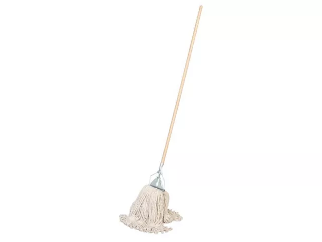 Sealey Kentucky Mop With Wooden Handle 450g Extra Thick 100% Cotton Head BM03