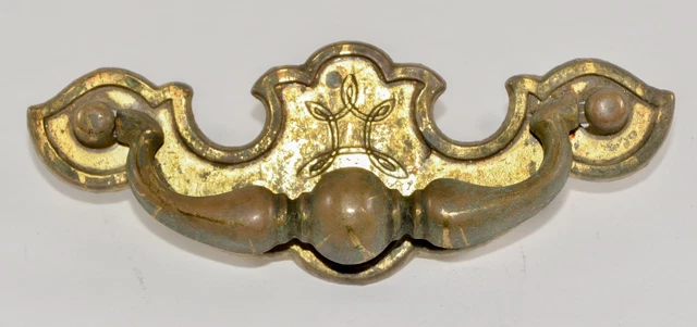 Vintage Chippendale Drop Bail Pull Brass Plated Dresser Drawer Handle