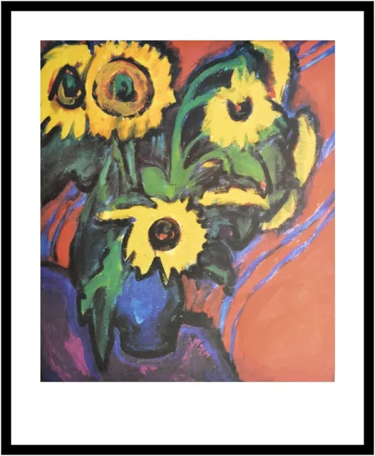 Ernst Ludwig Kirchner Poster Kunstdruck Bild im Alu Rahmen Sonnenblumen 90x70cm