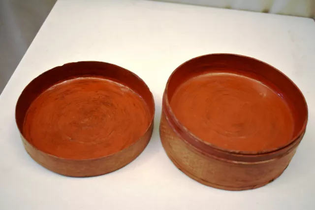 Vintage Laqué Boîte Thanakha Bu Myanmar Rangement Conteneur Main Peint Vieux " 6