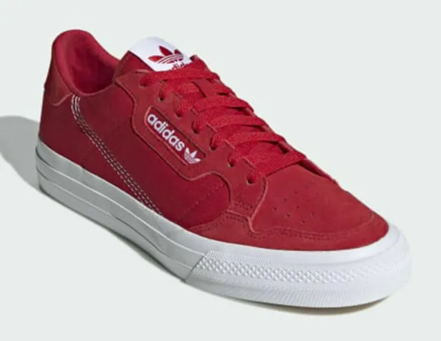 uk size 4.5 - adidas originals continental vulc trainers - red - ef3525 0412