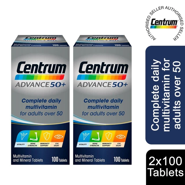 CENTRUM ADVANCE 50+ Multivitamin & Mineral Tablets 100 tablets x 2 Pack