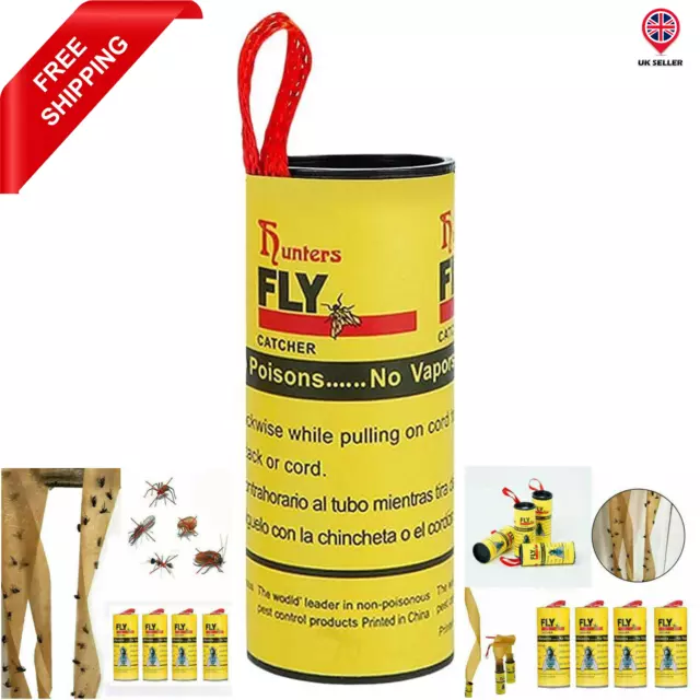 Fly Catcher Insect Paper Sticky Glue Bug Trap Killer Strong Roll Tape Strip UK