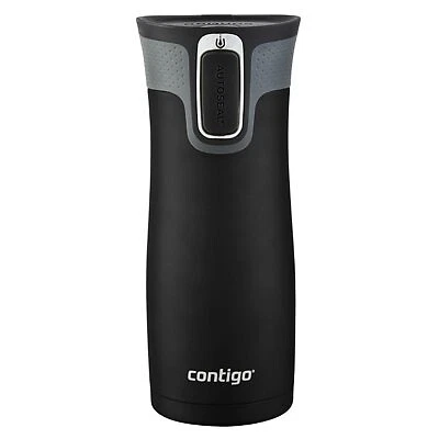 Spill-Proof Travel Mug, Stainless Steel, Black, 16-oz. -2074744