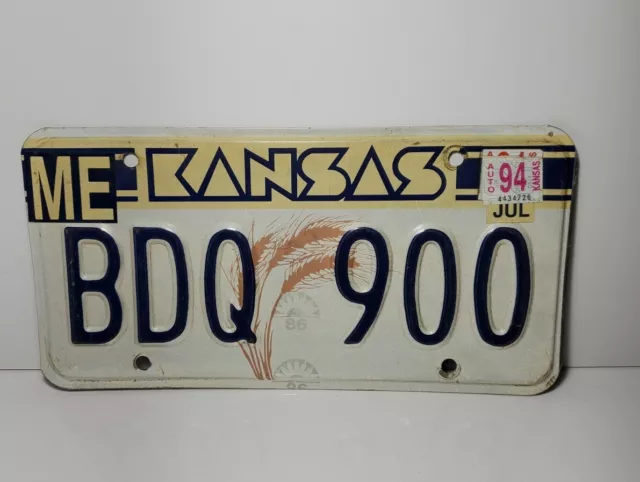 Kansas License Plate 1994 Vintage