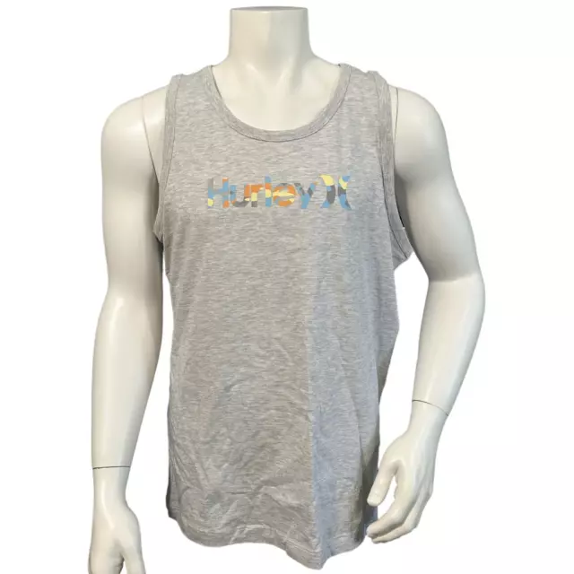 Camo Logo Mens Hurley Graphic Tank Top Shirt Gray Jewel Neck Sleeveless M New Camo Logo Mens Hurley Graphic Tank Top Shirt Gray Jewel Neck Sleeveless M New