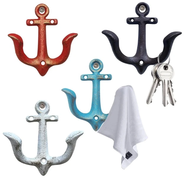 1pc, Vintage Rustic Cast Iron Nautical Anchor Design Wall Hooks Coat Hooks Rack,