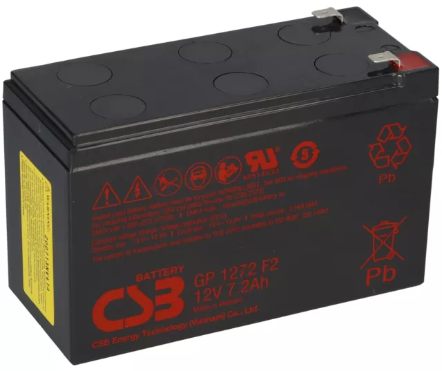 CSB Blei-Akku GP1272 F2 12V 7,2Ah AGM 6,3mm Faston 151x65x100mm 7Ah, 8Ah USV UPC