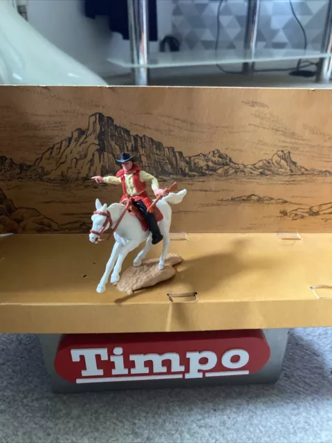 Vintage Timpo Mounted Cowboy figure Legs Have RED Gun belt