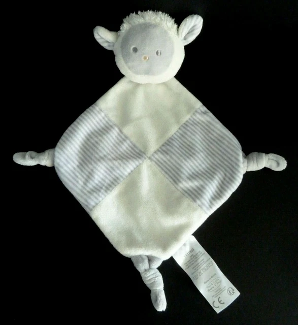 S. DOUDOU PLAT TOMKIDS TOM KIDDY BISOUS D'ANGE MOUTON gris blanc mauve grelot