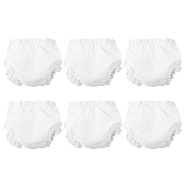 6 Pcs White Cloth Doll Panties Action Figure Diapers Pretend Play