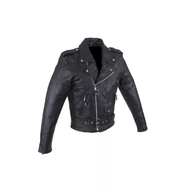 New Mens Black Genuine Cowhide Leather Motorcycle Jacket Coat Biker ZipOut Liner