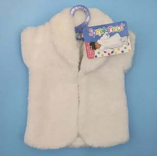 Springfield White Faux Fur Coat Jacket For 18 Inch Doll New